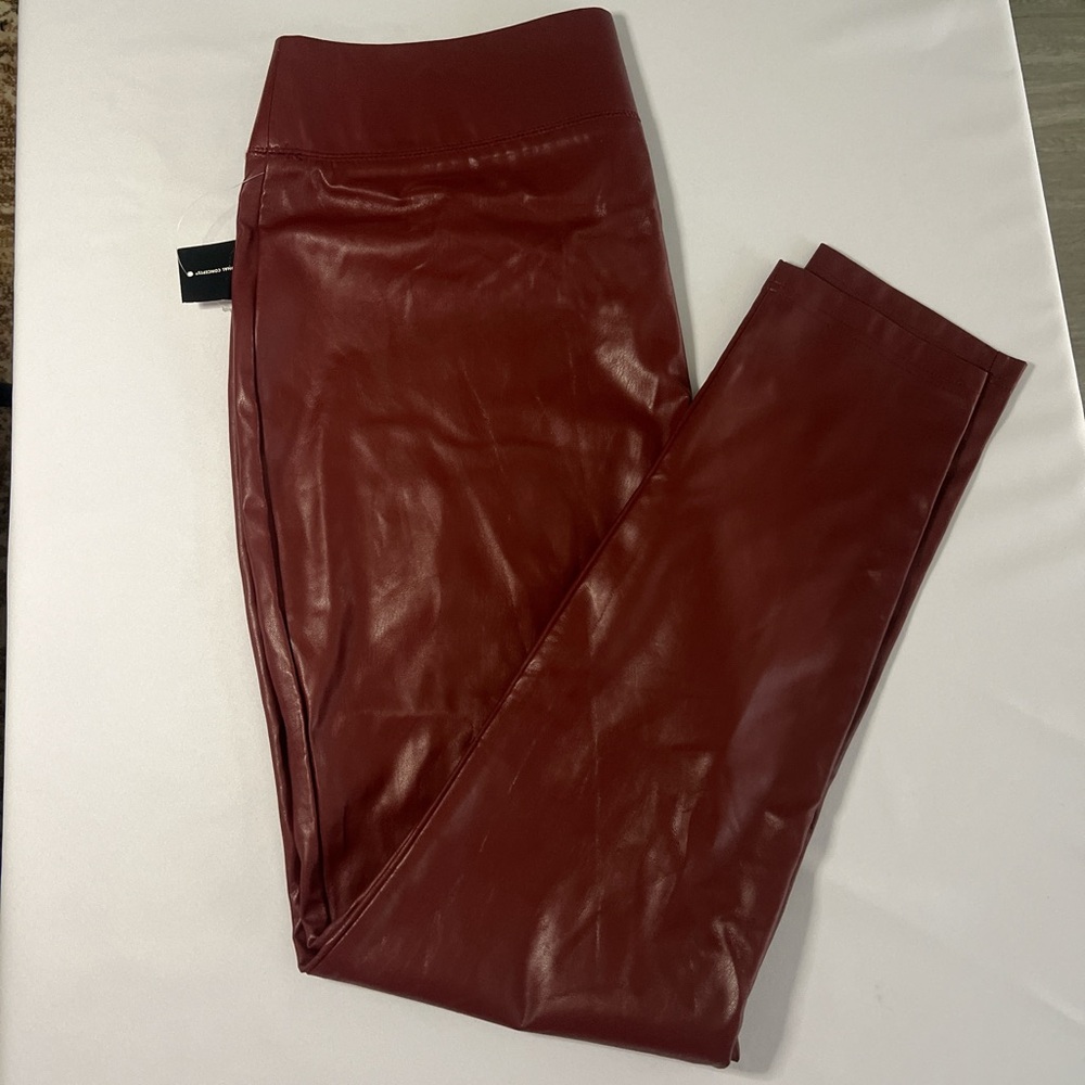 INC International Concepts Burgundy Faux Leather Pants